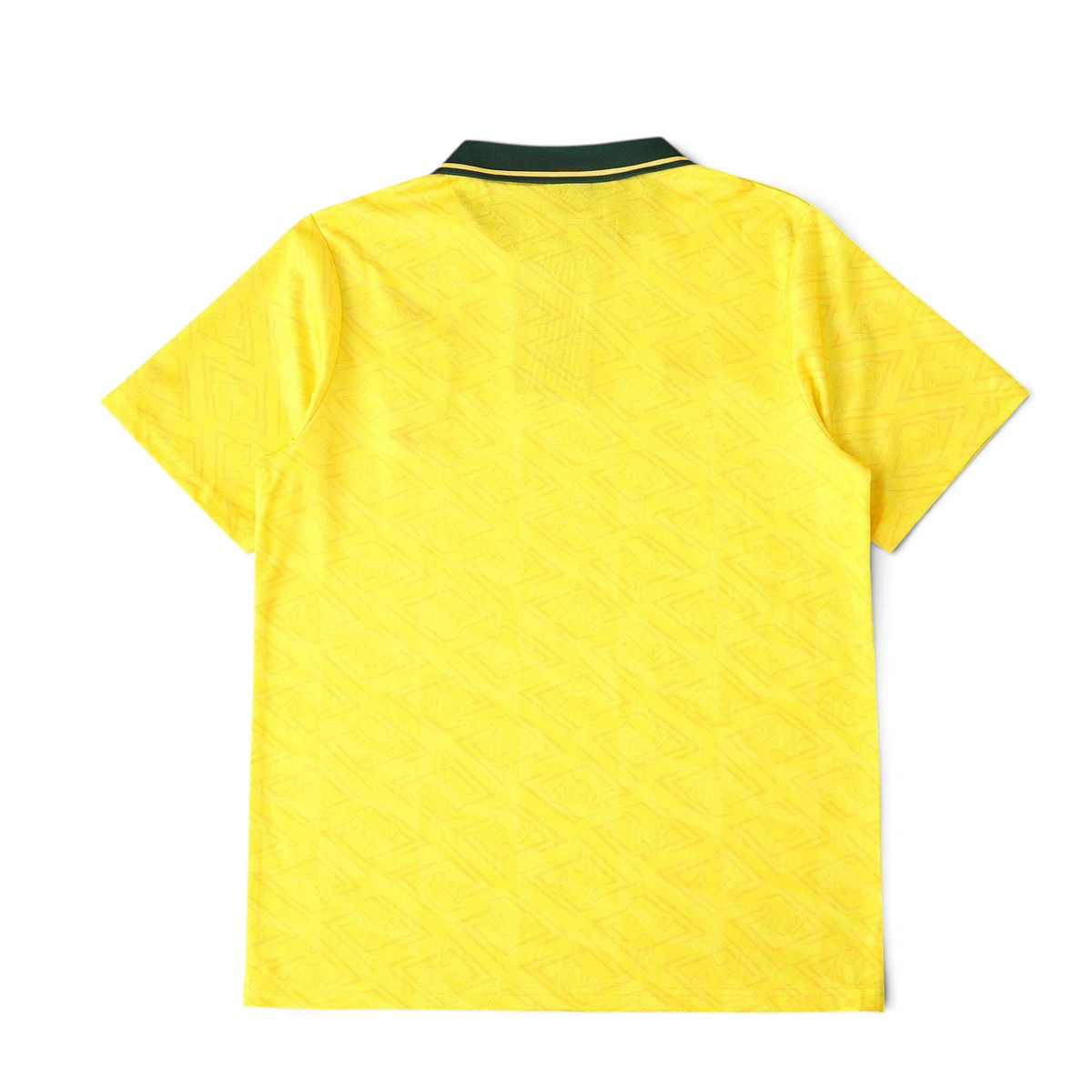 Elite Retro Kits Brazil 1992 home football shirt in yellow with a dark green collar and subtle textured pattern
