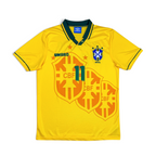 Elite Retro Kits Brazil 1994 home football shirt in iconic yellow with green trim, CBF crest, and number 11 print.