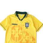 Elite Retro Kits Brazil 1994 home football shirt in classic yellow with green collar and iconic CBF crest