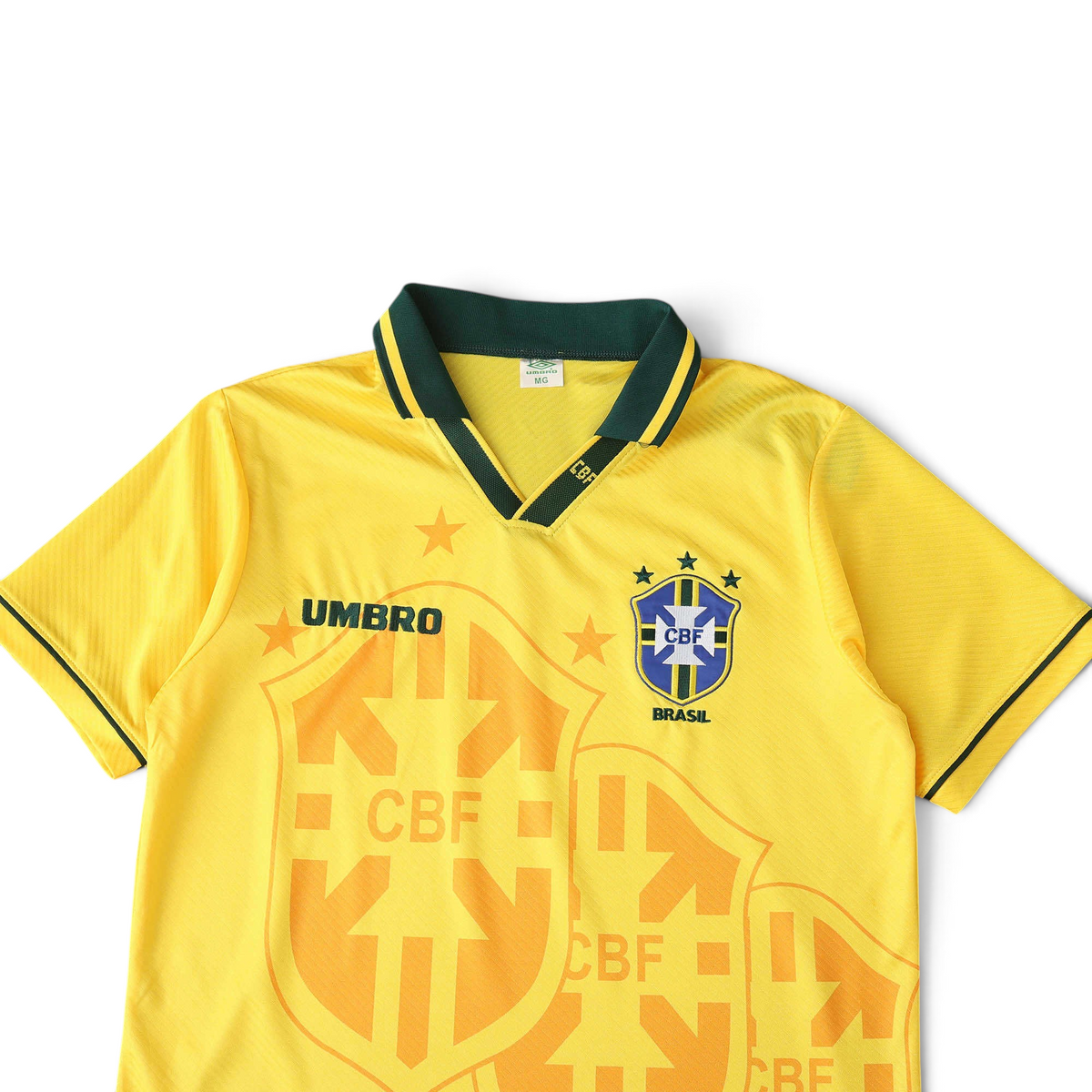 Elite Retro Kits Brazil 1994 home football shirt in classic yellow with green collar and iconic CBF crest