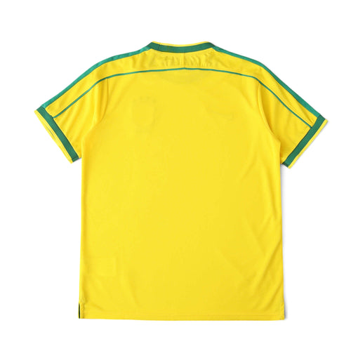 Elite Retro Kits Brazil 1998 World Cup home football shirt in yellow with green trim, back view