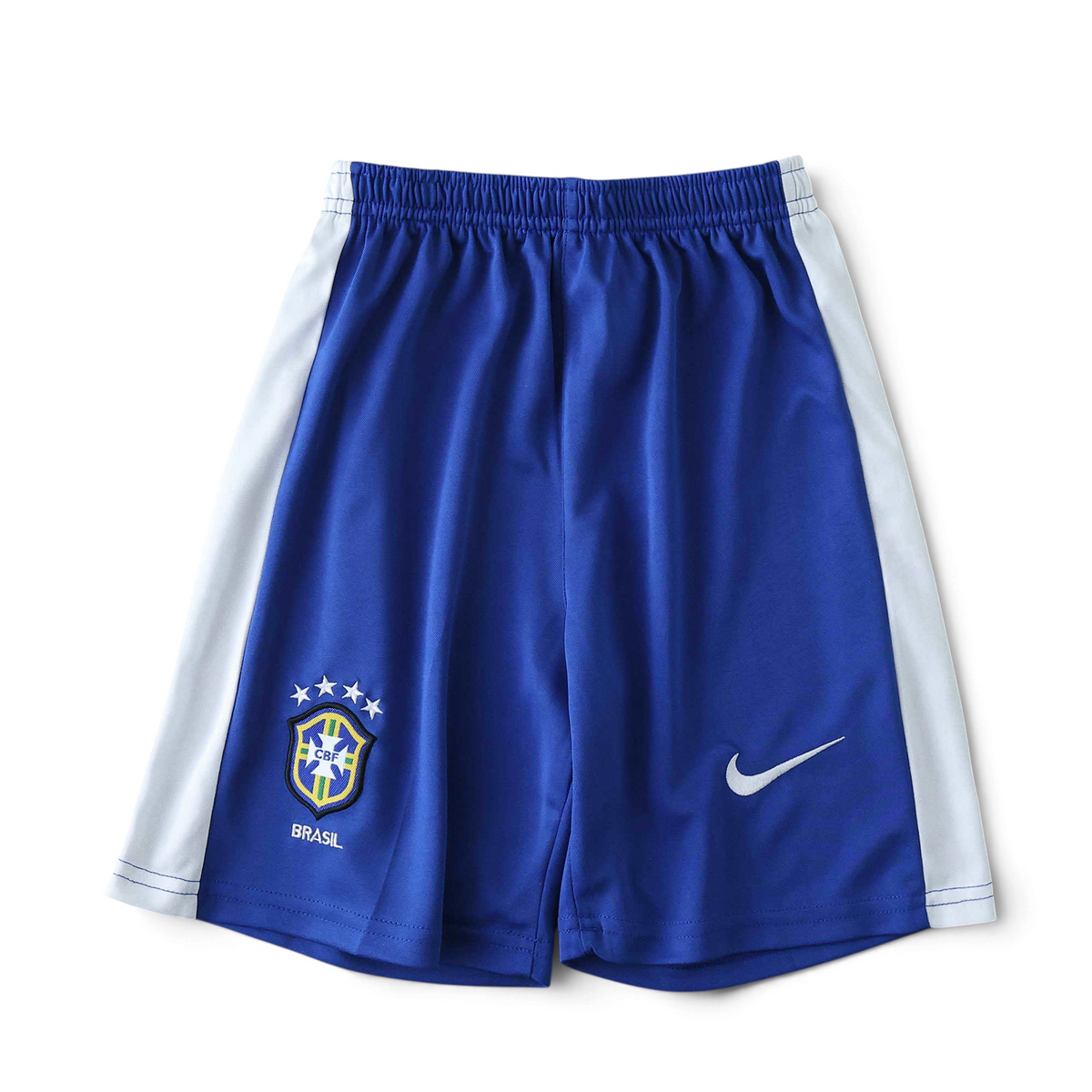 Elite Retro Kits kids Brazil 1998 home kit blue football shorts with white side stripes and CBF crest