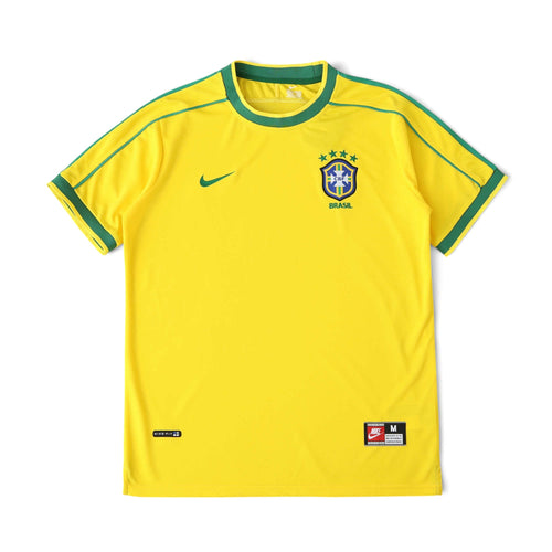Elite Retro Kits Brazil 1998 World Cup home football shirt in iconic yellow with green trim and CBF crest