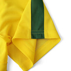 Elite Retro Kits Brazil 2002 home shirt sleeve detail in canary yellow with green mesh side panel