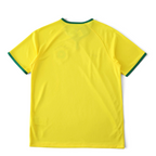 Elite Retro Kits Brazil 2014 home football shirt in yellow with green collar and sleeve trim, back view