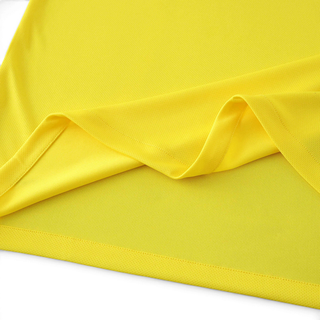 Elite Retro Kits Brazil 2014 home football shirt in yellow with breathable textured fabric and stitched hem detail.