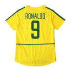 Elite Retro Kits Brazil 2002 home football shirt in canary yellow with Ronaldo number 9 print on the back