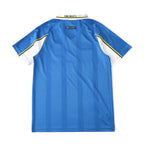 Back view of Elite Retro Kits Chelsea 1997-99 home football shirt in blue with white collar and yellow trim.