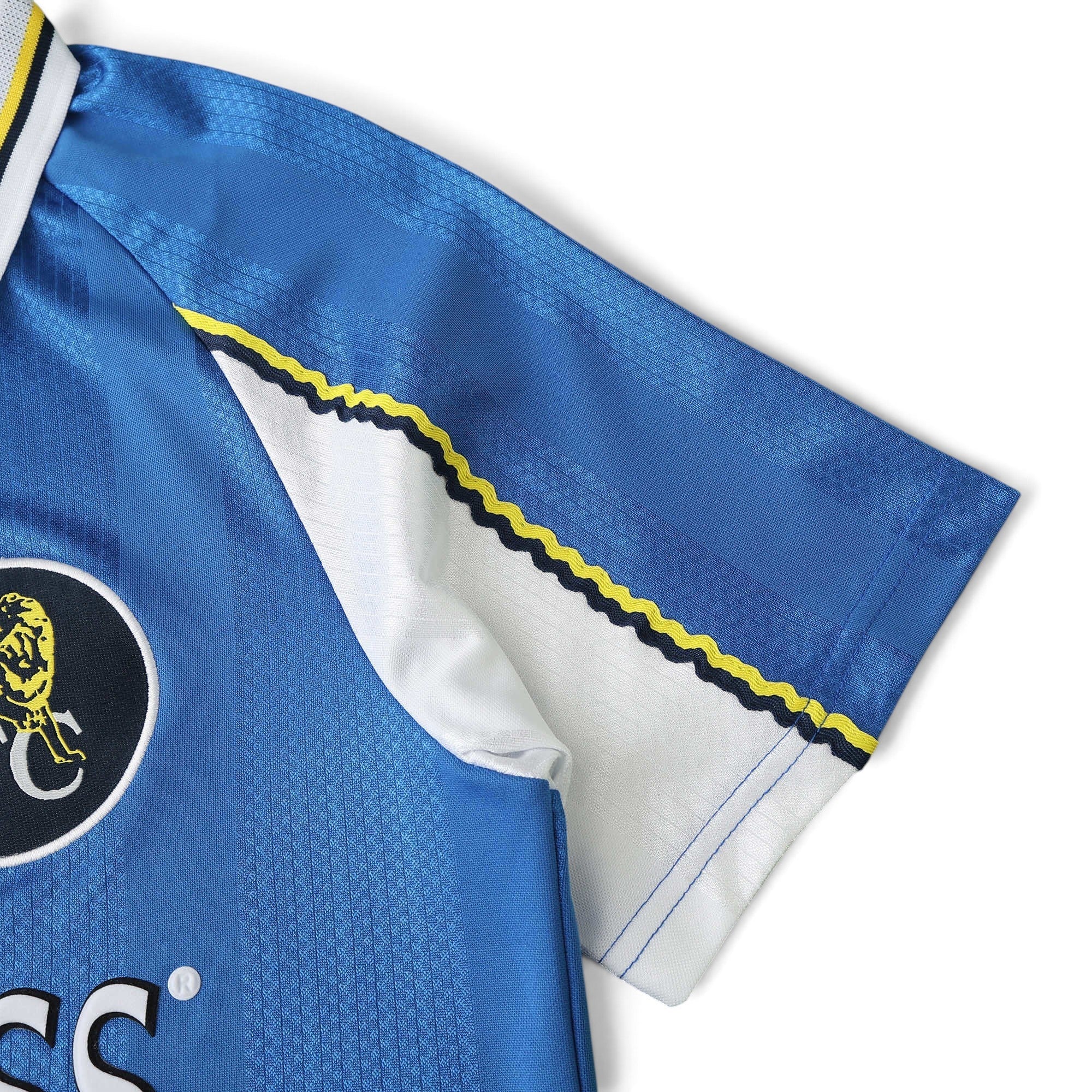 Elite Retro Kits Chelsea 1997-99 home shirt in blue with white sleeve detailing and classic Umbro collar design