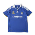 Elite Retro Kits Chelsea 2007/08 UCL Final home shirt in blue with white collar and Champions League Moscow detailing.