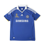 Elite Retro Kits Chelsea 2007/08 UCL Final home shirt in blue with white collar and Champions League Moscow detailing.