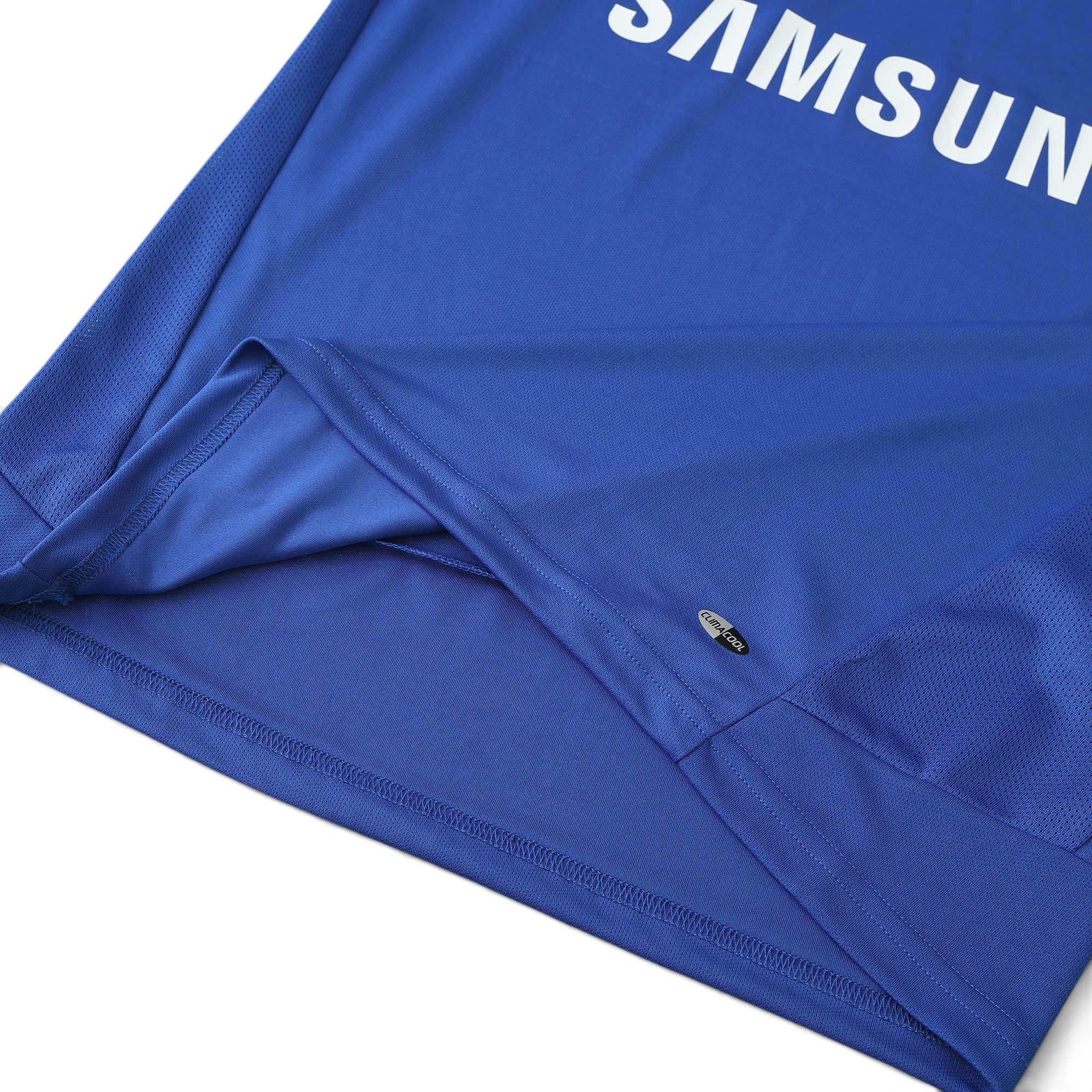 Elite Retro Kits Chelsea 2007/08 UCL final home shirt in blue with Climacool fabric and Samsung sponsor logo detail.