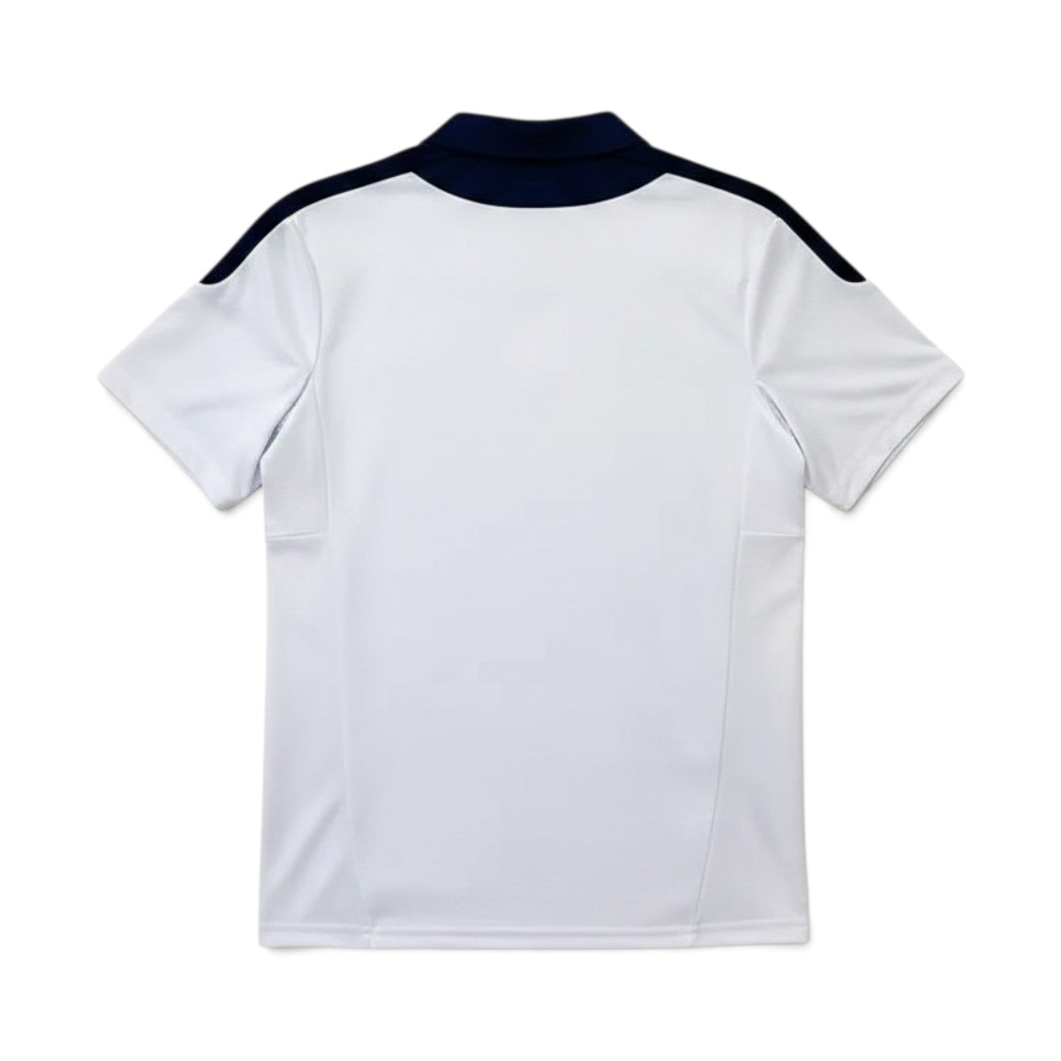 Elite Retro Kits Chelsea 2011/12 third football shirt, back view of white jersey with navy blue collar and shoulder trim