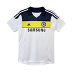 Elite Retro Kits Chelsea 2011/12 third football shirt in white with navy collar, yellow chest band, and Samsung logo.