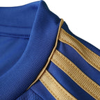 Elite Retro Kits Chelsea 2012/13 home shirt detail showing blue ribbed collar and gold adidas shoulder stripes