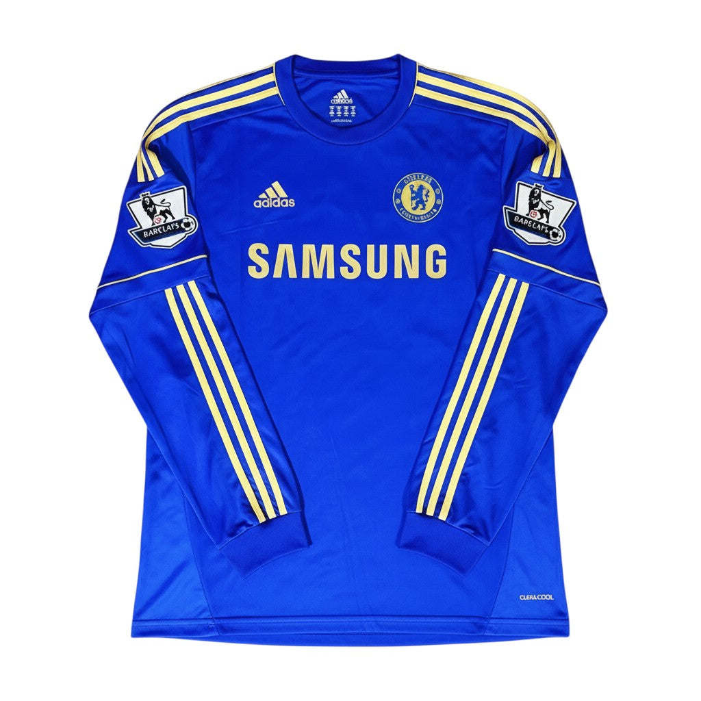Elite Retro Kits Chelsea 2012/13 long sleeve home football shirt in blue with gold adidas stripes and Samsung sponsor.