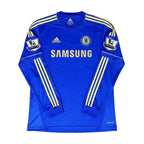 Elite Retro Kits Chelsea 2012/13 long sleeve home football shirt in blue with gold adidas stripes and Samsung sponsor.