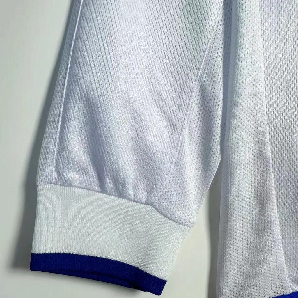 Elite Retro Kits Chelsea 2003/05 away shirt long sleeve cuff detail in white mesh fabric with blue trim