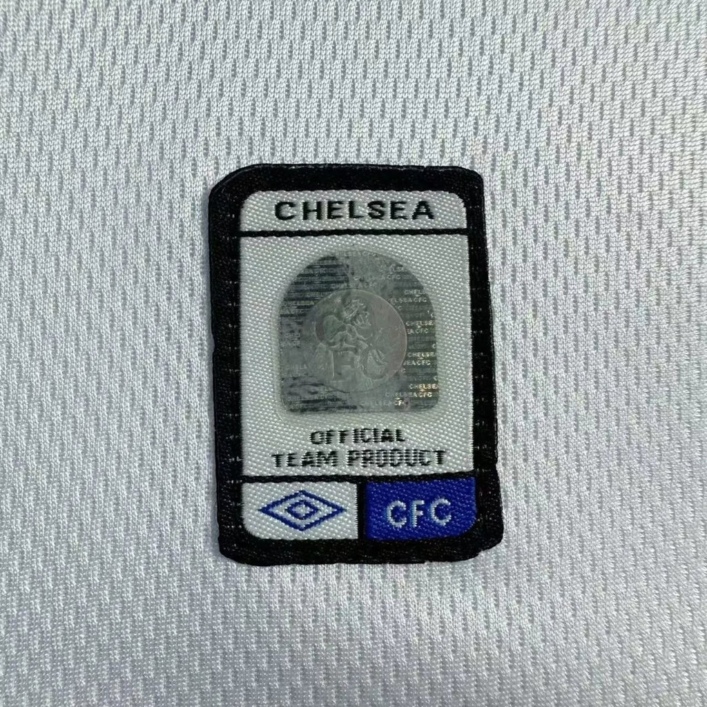 Elite Retro Kits Chelsea 2003/05 away shirt official team product hologram authentication patch on white fabric