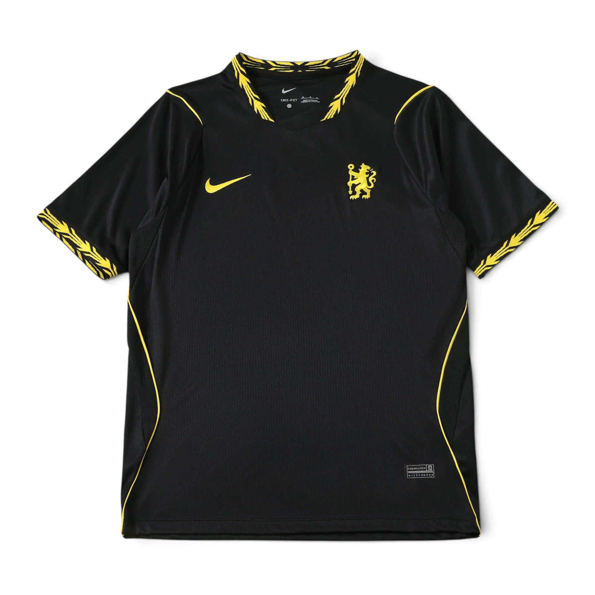 Elite Retro Kits Chelsea 2026/27 away football shirt in black with Midwest Gold accents and Nike branding.