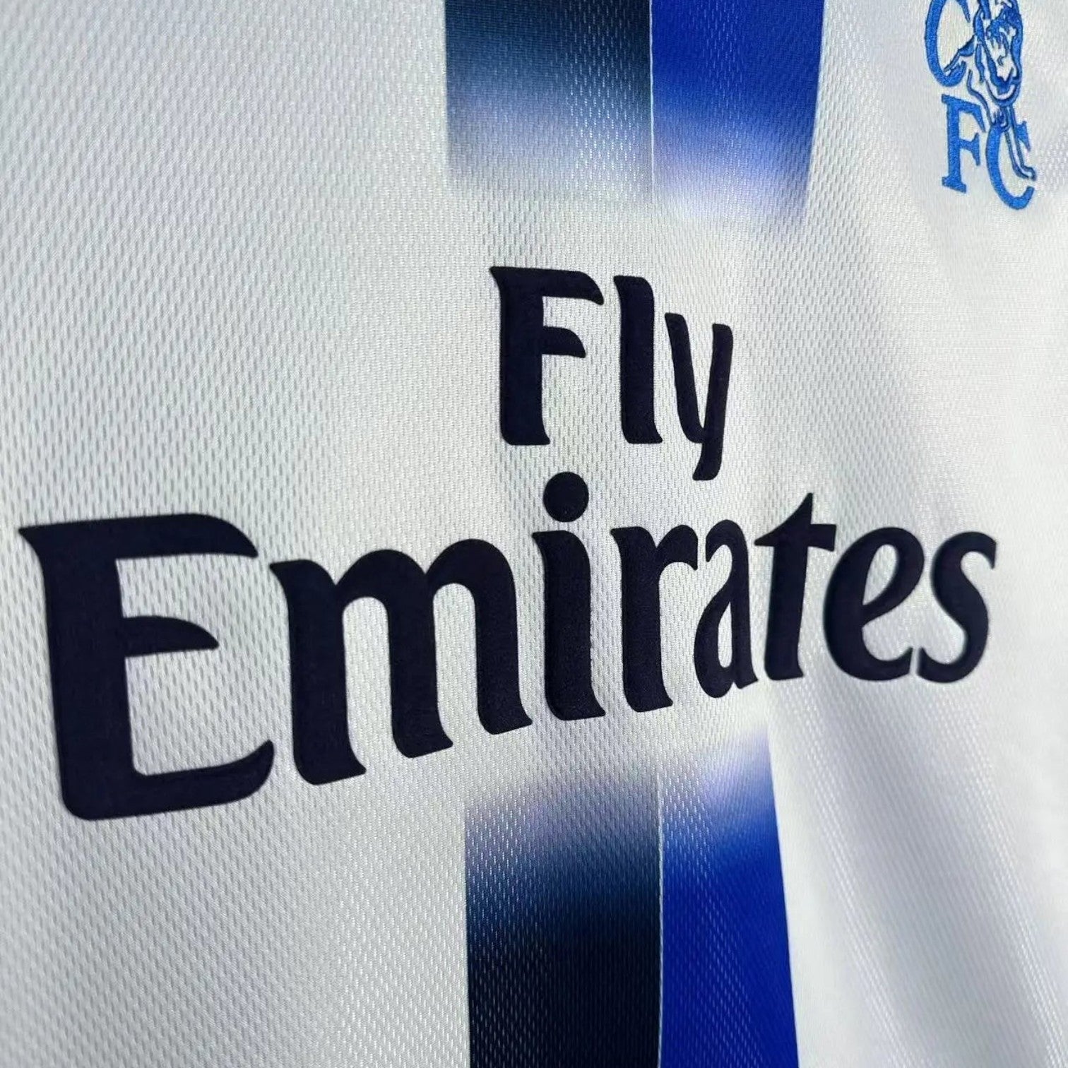 Elite Retro Kits Chelsea 2003/05 away long sleeve shirt featuring the Fly Emirates logo and club crest