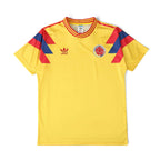 Elite Retro Kits Colombia 1990 home football shirt in bright yellow with red and blue shoulder detailing