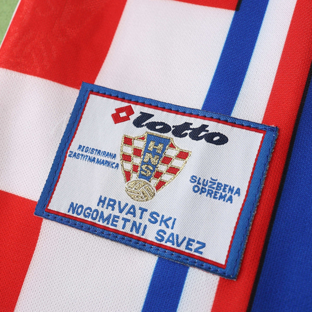 Elite Retro Kits Croatia 1998 away football shirt featuring the Lotto logo and Croatian Football Federation crest patch