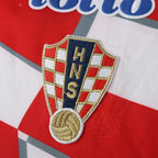 Elite Retro Kits Croatia 1998 home shirt featuring the embroidered HNS crest on a red and white checkered pattern
