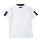 Back view of the Elite Retro Kits England 1998 home football shirt in white with navy and red sleeve detailing.