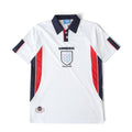 Elite Retro Kits England 1998 home football shirt in white with navy collar and red and navy side panels.