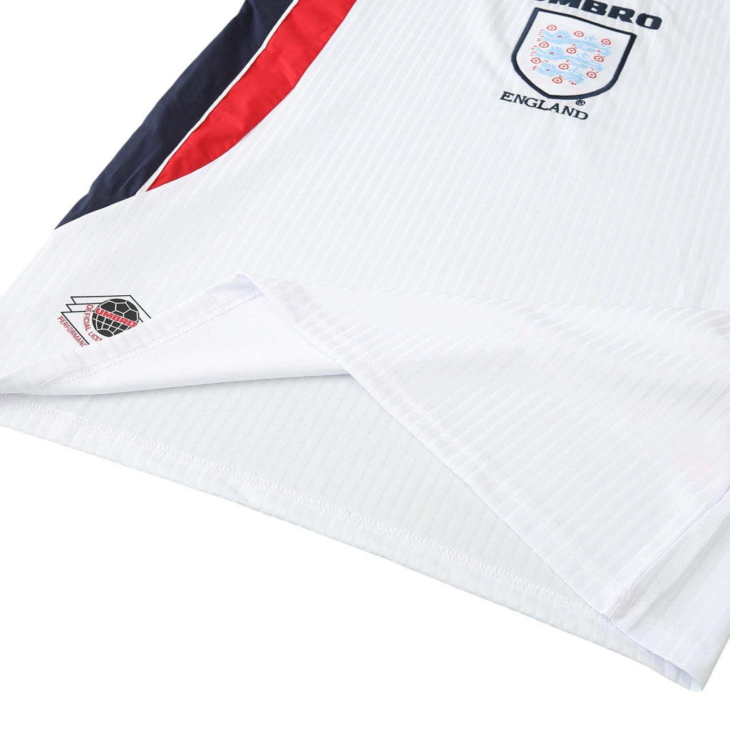 Elite Retro Kits England 1998 home football shirt in white with navy and red side panels and Umbro logo detail