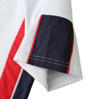 Elite Retro Kits England 1998 home football shirt sleeve detail featuring white, navy, and red panelling.