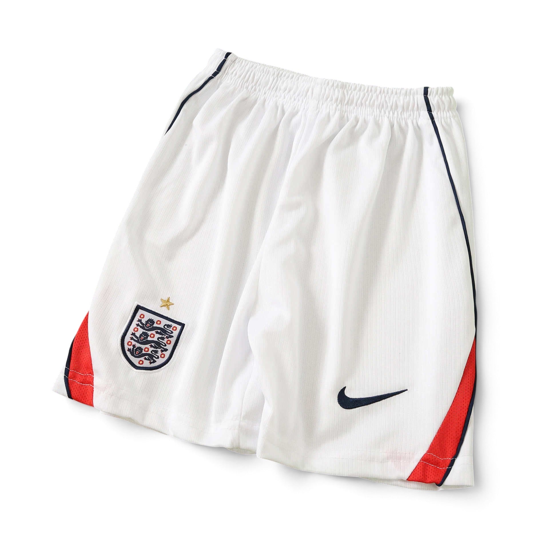 Elite Retro Kits kids England 2026 World Cup home football shorts in white with red and navy side panel detailing