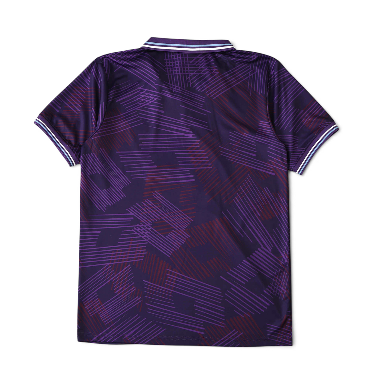 Elite Retro Kits Fiorentina 1991-93 home football shirt back view featuring purple geometric pattern and collar trim