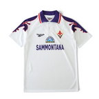 Elite Retro Kits Fiorentina 1995/96 away football shirt in white with purple accents and Sammontana sponsor logo.