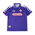 Elite Retro Kits 1998/99 Fiorentina home shirt in iconic purple with white collar, Fila branding, and Nintendo sponsor.
