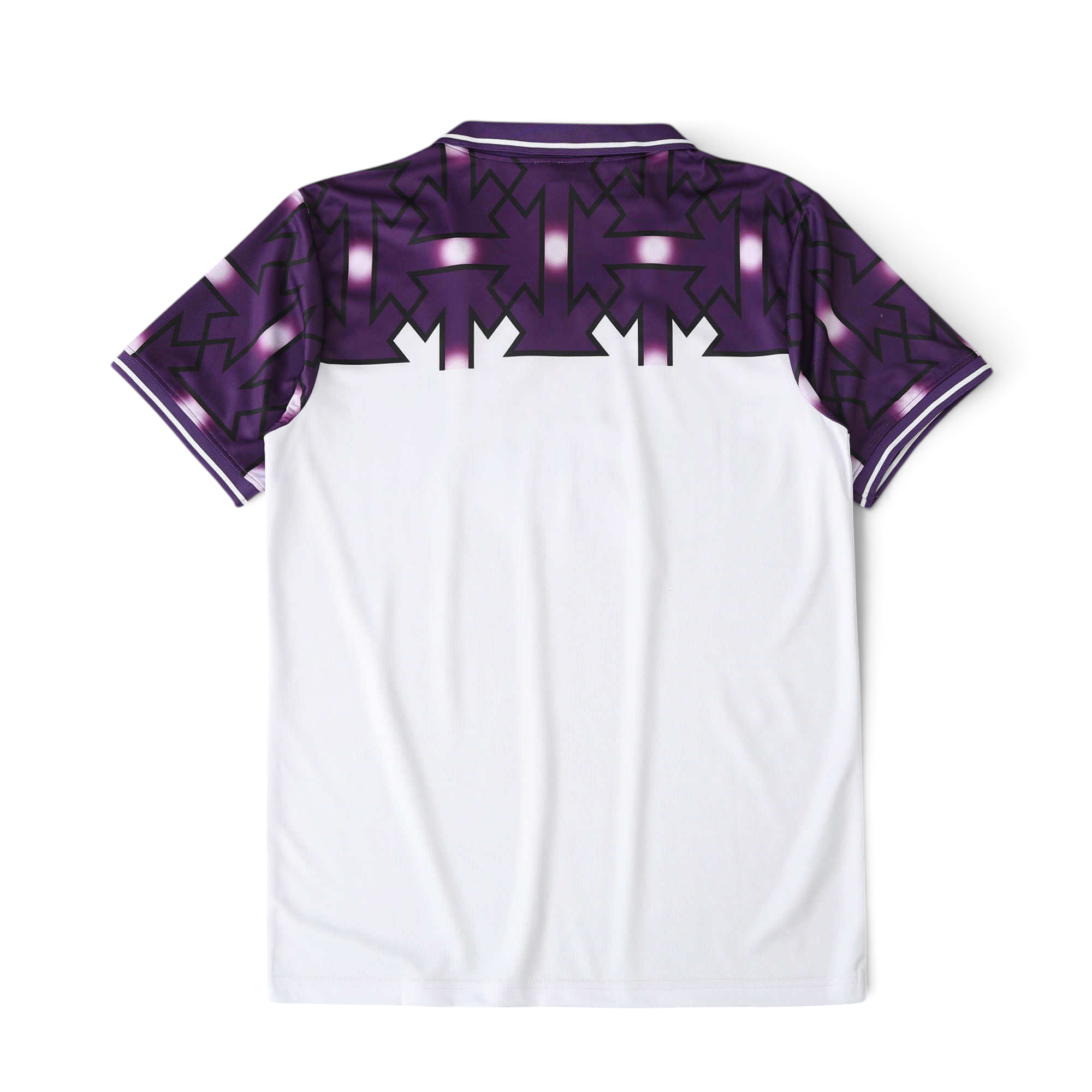 Elite Retro Kits Fiorentina 1991-93 away football shirt, white with purple patterned shoulders and collar detail.