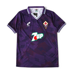 Elite Retro Kits Fiorentina 1991-93 home football shirt in purple with white trim, Lotto logo, and 7UP sponsor.