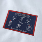 Elite Retro Kits France 1996 away shirt detail showing the official FFF woven brand patch on white fabric