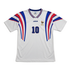 Elite Retro Kits France 1996 away football shirt in white with blue and red shoulder stripes and number 10 print