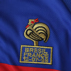 Elite Retro Kits France 1998 World Cup final home shirt featuring an embroidered gold cockerel and match details
