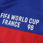 Elite Retro Kits France 1998 World Cup final home shirt featuring blue fabric and white FIFA World Cup France 98 text