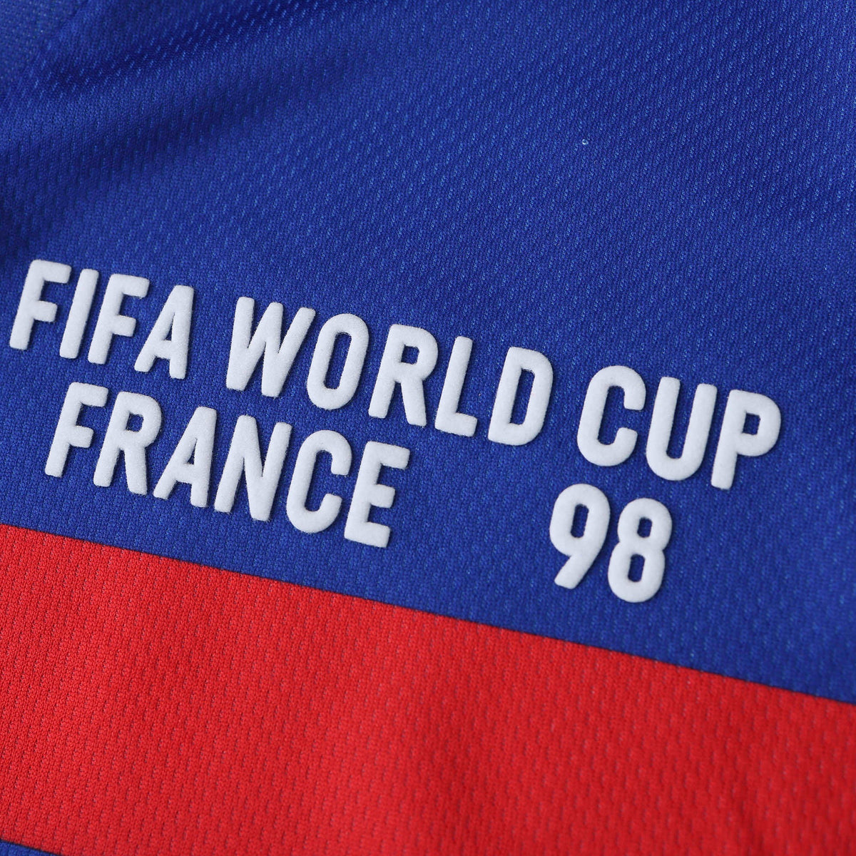 Elite Retro Kits France 1998 World Cup final home shirt featuring blue fabric and white FIFA World Cup France 98 text