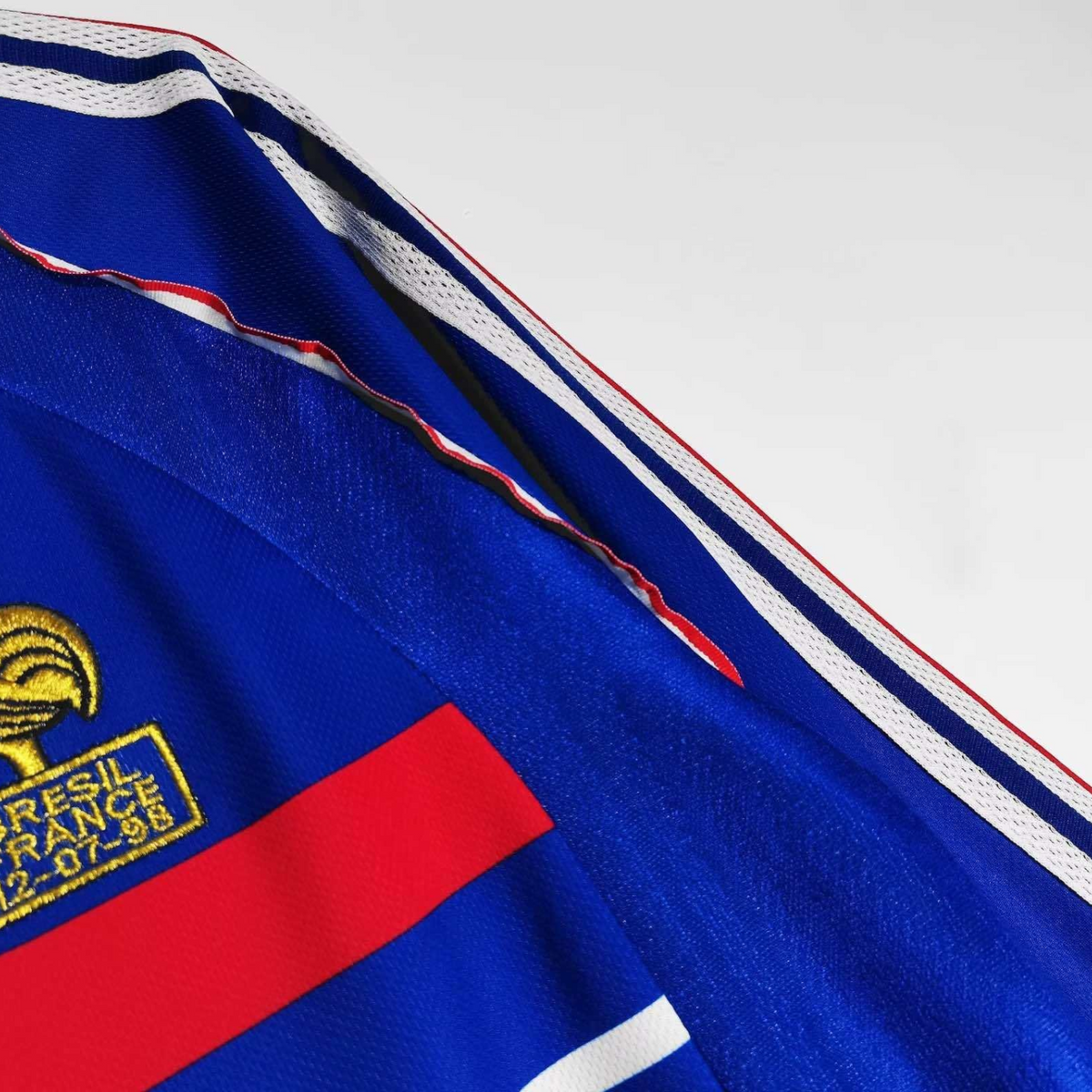 Elite Retro Kits France 1998 World Cup long sleeve home shirt in deep blue with embroidered cockerel and match detail