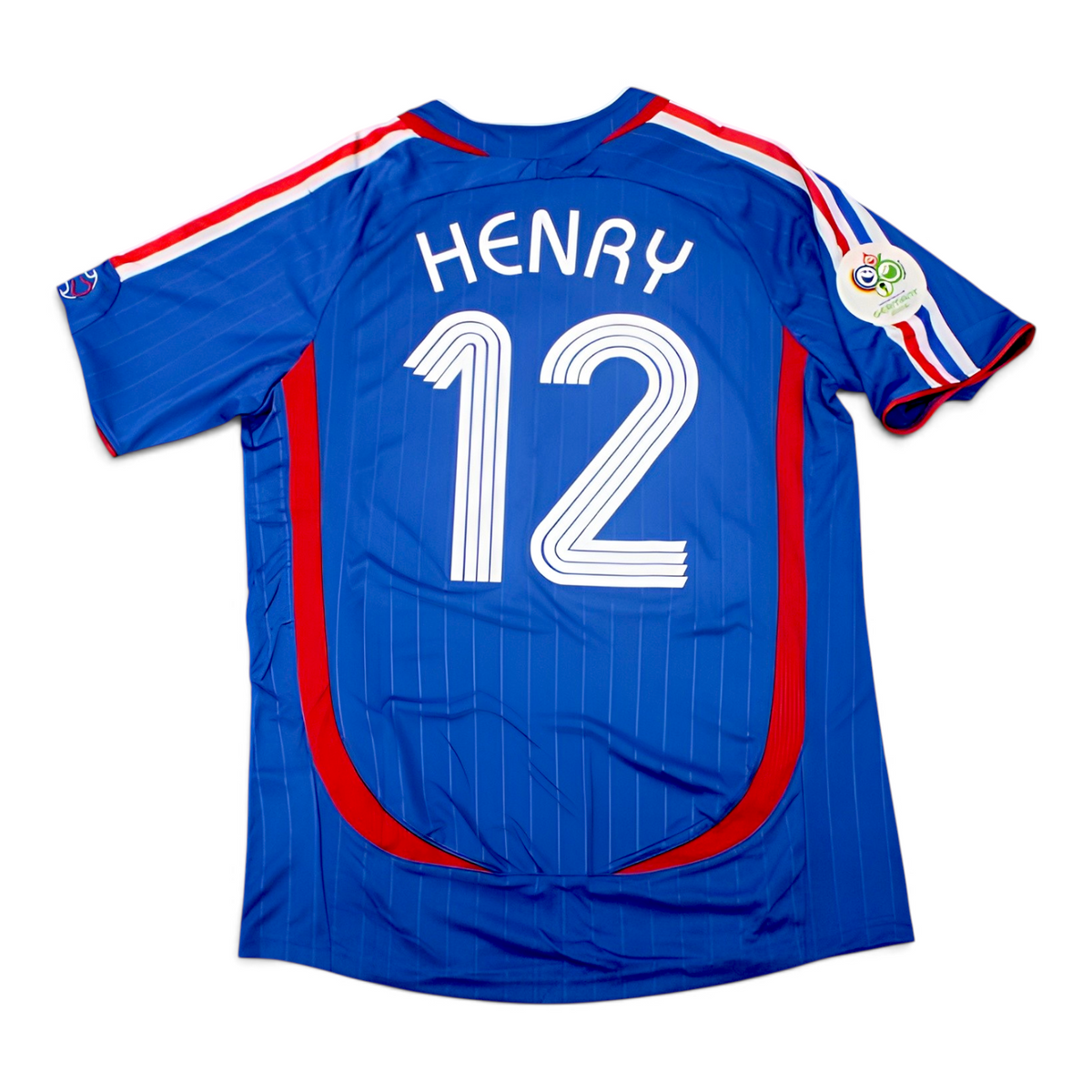 Elite Retro Kits France 2006 home football shirt in blue with Henry 12 print and World Cup sleeve patch