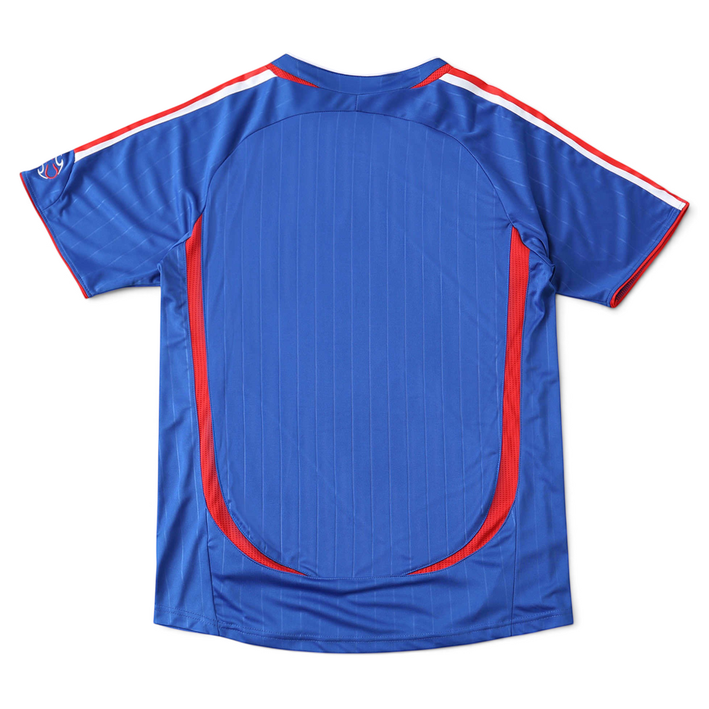 Elite Retro Kits France 2006 home football shirt in deep blue with red side panels and white shoulder stripes