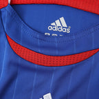 Elite Retro Kits France 2006 home football shirt collar detail in deep blue with red mesh trim and adidas logo