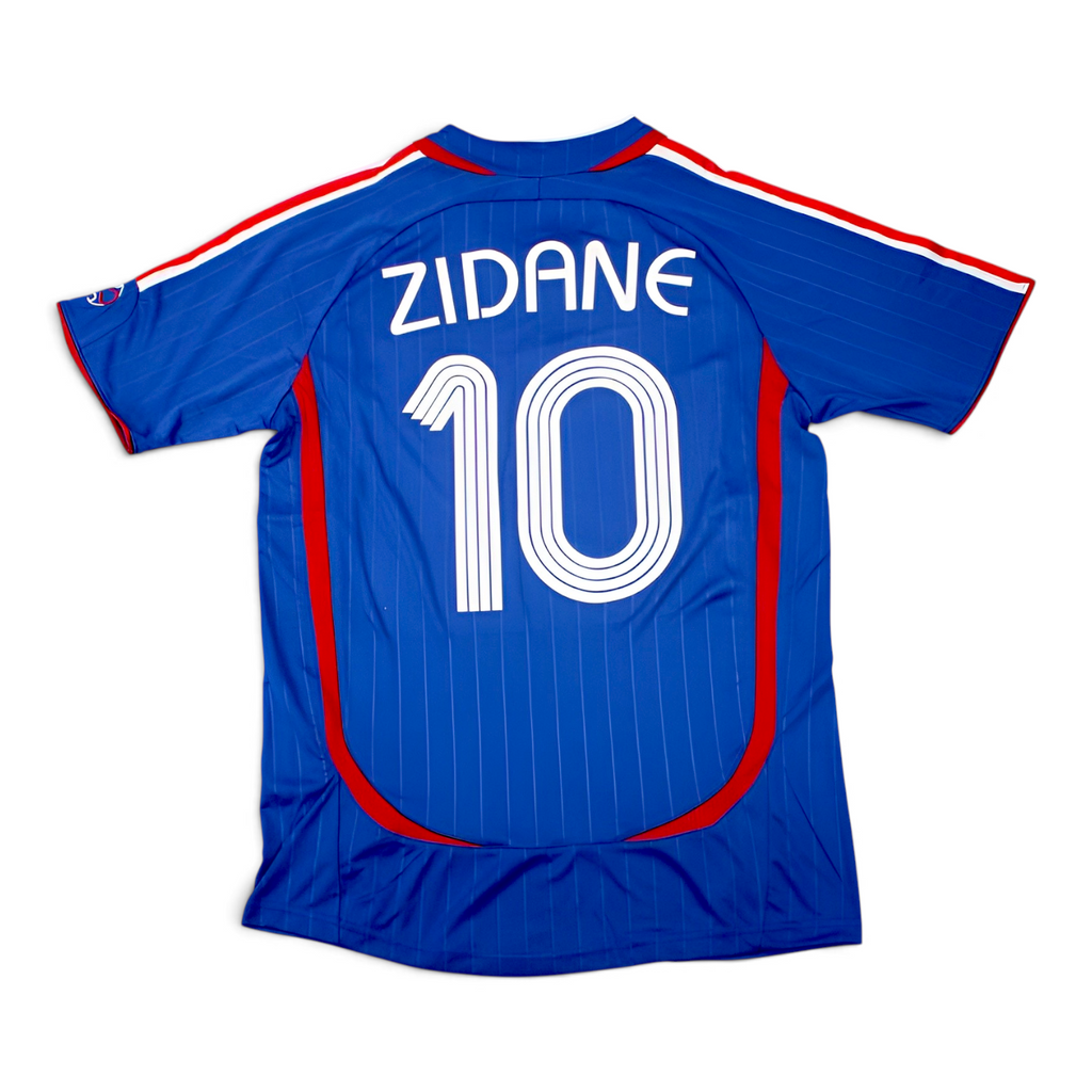 Elite Retro Kits France 2006 home football shirt in blue with Zidane 10 printed on the back