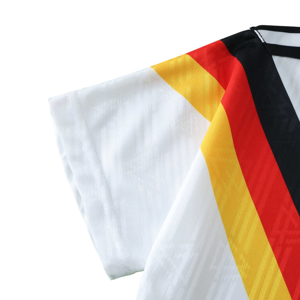 Elite Retro Kits Germany 1990 World Cup kids home jersey featuring iconic black, red, and gold chest graphic