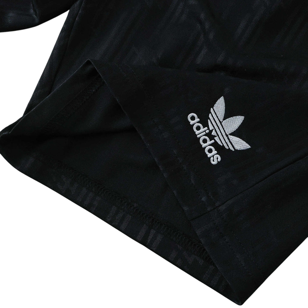 Elite Retro Kits Germany 1990 kids football shorts in black with white embroidered adidas trefoil logo